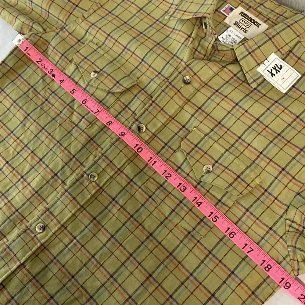 NWT Ruddock Shirts Button Down Vintage Made in USA Green Plaid Long Sleeve XXL